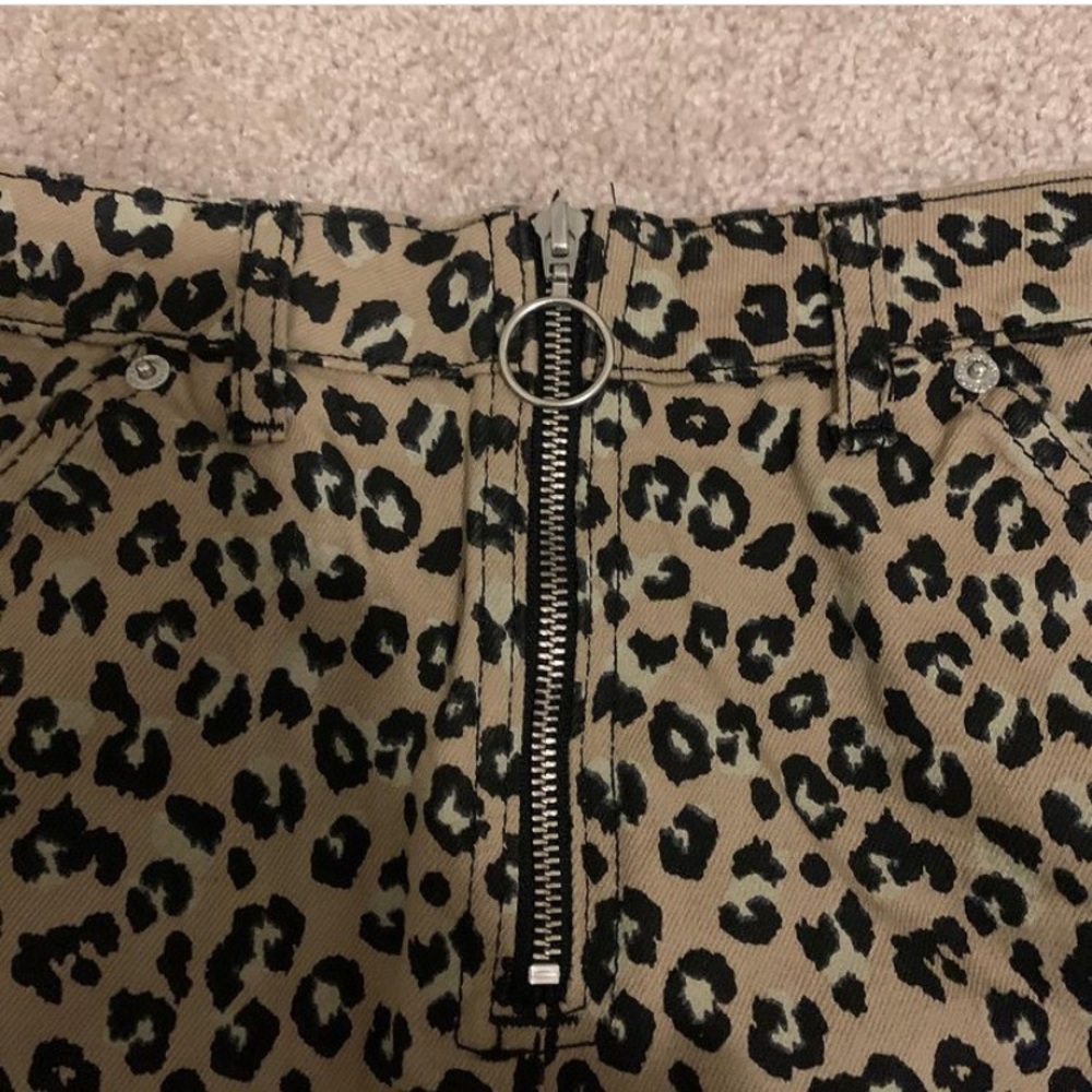 Cheetah Print Denim Mini Skirt